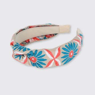 Lotus Flower Wide Headband - Turquoise