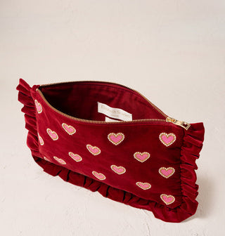 Love Hearts Rouge Velvet Frill Pouch