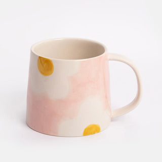 Pink/Mustard Flower Large Mug