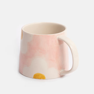 Pink/Mustard Flower Large Mug