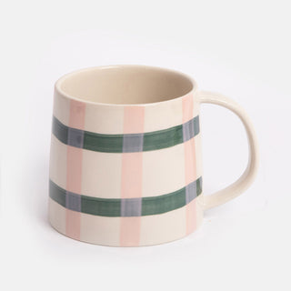 Pink/Teal Check Large Mug