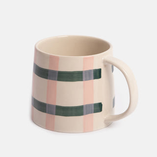 Pink/Teal Check Large Mug
