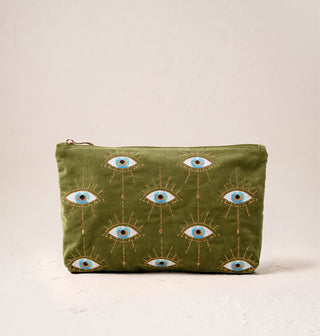 Mystical Eye Garden Green Velvet Everyday Pouch