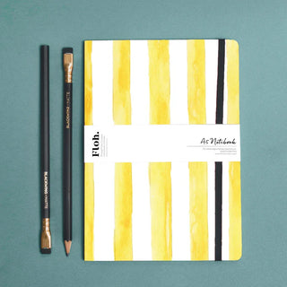 Lemon Stripes A5 Lined Notebook