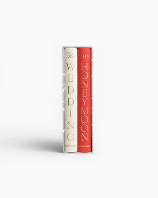 Two books titled 'The Wedding' and 'The Honeymoon' on a white background