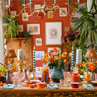 Dine In Colour Dinner Candle Green Stripe 28cm