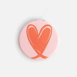 Pink/Orange Heart Round Pocket Mirror