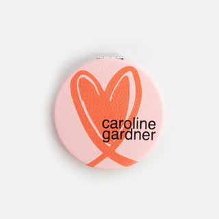 Pink/Orange Heart Round Pocket Mirror