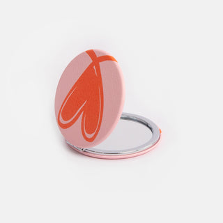 Pink/Orange Heart Round Pocket Mirror