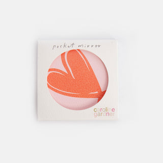 Pink/Orange Heart Round Pocket Mirror