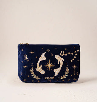Pisces Navy Velvet Everyday Pouch