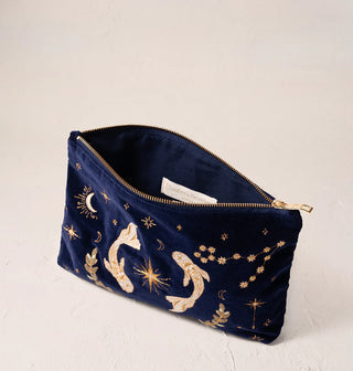 Pisces Navy Velvet Everyday Pouch