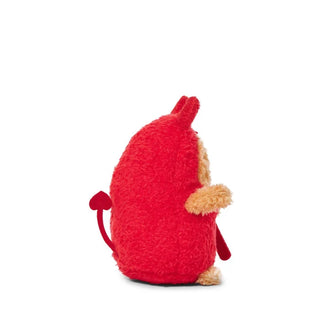 Red plush toy devil on a white background