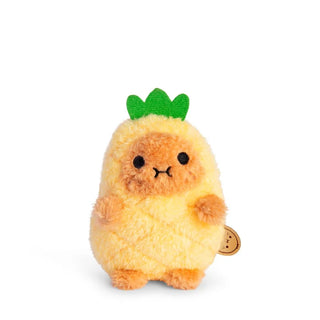 Plush toy shaped like a pineapple with a cute face on a white background