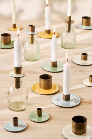 Round Candle Holder Butter Cream 2.2cm Candle