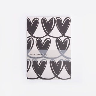 Mono Linked Hearts A5 Softback Notebook