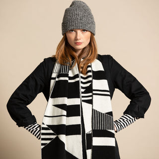 Semaphore Blanket Scarf - Black & White