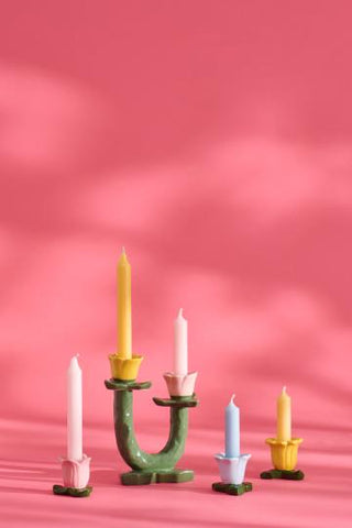 Short Dinner Candle Light Pink Rustic