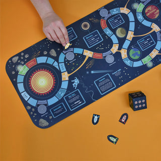 Create your own solar system game with spaceship pieces and cardboard die