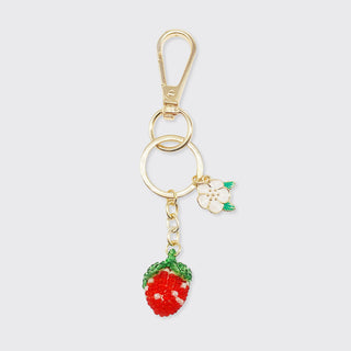 Strawberry Beaded Key Ring