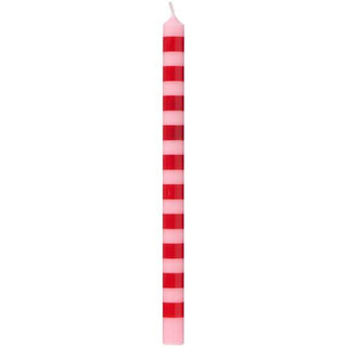 Taper Candle Striped Red/Light Pink 20cm