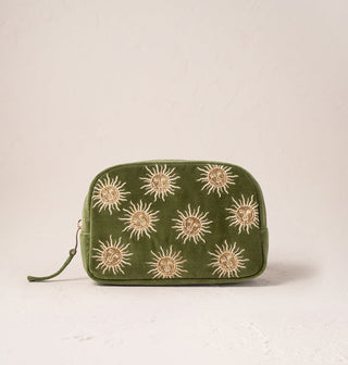 Sun Goddess Fern Green Velvet Make Up Bag