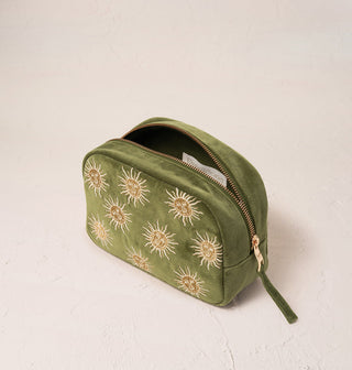 Sun Goddess Fern Green Velvet Make Up Bag