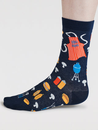 Mens King Of The Grill Socks - Navy