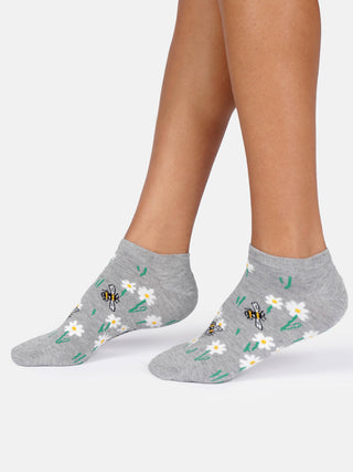 Womens Bee Trainer Socks Grey Marl