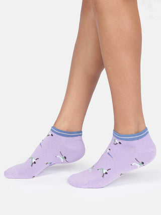 Womens Yoga Poses Trainer Socks Lavender