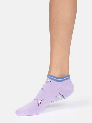 Womens Yoga Poses Trainer Socks Lavender