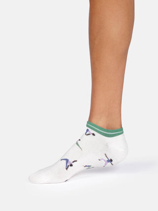 Womens Yoga Poses Trainer Socks Stone White
