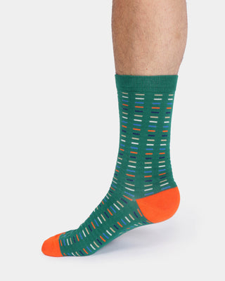 Mens Geo Spot Dash Crew Socks Jewel Green