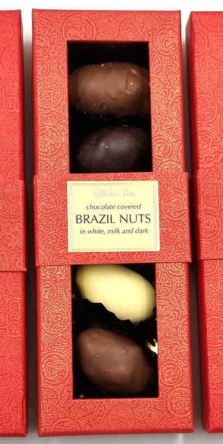 Chocolate covered Brazils White Milk Dark 100g