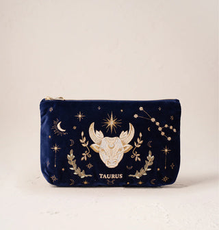 Taurus Navy Velvet Everyday Pouch