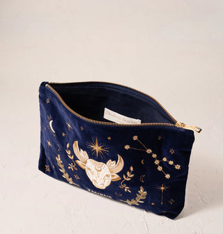 Taurus Navy Velvet Everyday Pouch