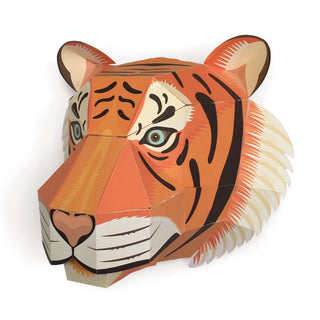 turned angle of a 3d paper tiger head