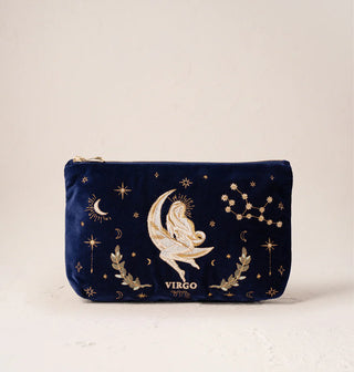 Virgo Navy Velvet Everyday Pouch