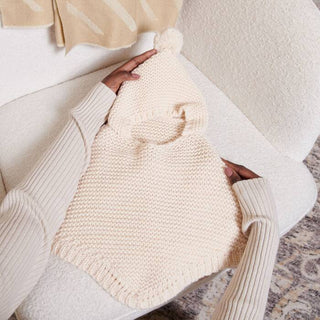 Knitted Baby Poncho Eggshell