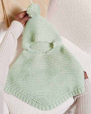 Knitted Baby Poncho Light Sage