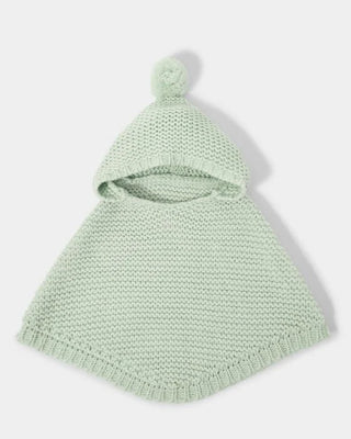 Knitted Baby Poncho Light Sage