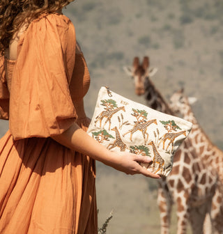 Giraffe Herd Cream Everyday Pouch