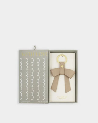 Boxed Bow Keyring Light Taupe
