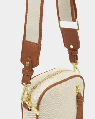 Hallie Small Crossbody Bag Canvas/Cognac