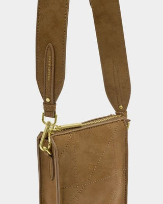 Avery Slim Crossbody Bag Caramel Suedette