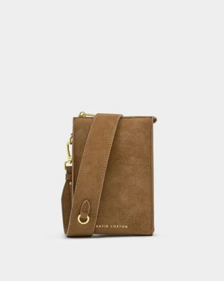 Avery Slim Crossbody Bag Caramel Suedette