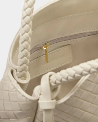 Nova Woven Top Handle Bag Off White