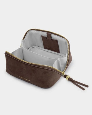Fold-Out Mirror Make Up Bag Chocolate