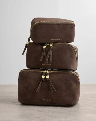 Fold-Out Mirror Make Up Bag Chocolate