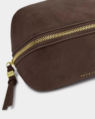 Fold-Out Mirror Make Up Bag Chocolate